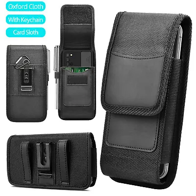 Vertical Cell Phone Belt Clip Pouch Buckle Holster Wallet Card Holder Case Cover • $8.99