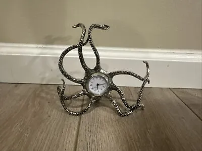 Unique Mid Century Modern Octopus Stainless Steel Quartz Decorative Desk Clock • $49.99