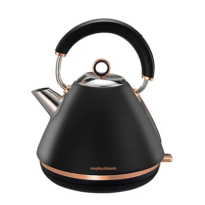 Morphy Richards Ascend Black Rose Gold 1.5L Electric Pyramid Kettle Matte Jug • $94.60