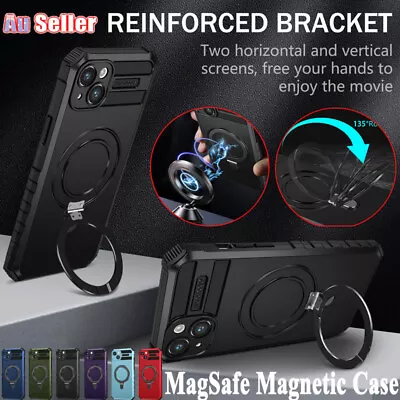 For IPhone 15 14 13 12 11 Pro Max MagSafe Magnetic Shockproof Ring Cover Stand • $13.19