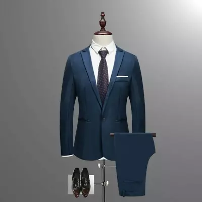 Men's Dress Formal Suit Working Business Wedding 2PCS Blazers Coat Pants Casual  • $76.58