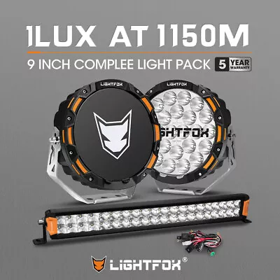 Lightfox Osram 9  LED Driving Spot Lights Headlight + Pair 8  LED Light Bar • $389.95