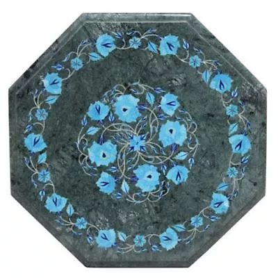 £315.29 • Buy 15  Green Marble Top Table Semi Precious Stones Turquoise Inlay Handicraft Work