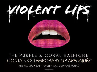 Violent Lips Lip Tattoo Appliques - PURPLE AND CORAL HALFTONE -  NIP! • $4.75