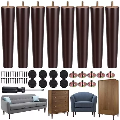 8 Pieces Furniture Legs 10 Inches Round Solid Wood Furniture Feet Couch Legs • $49.07