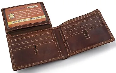 Top Vintage Biker Mens Leather Bifold Credit Card Holder Wallet Purse Hipster • $24.03