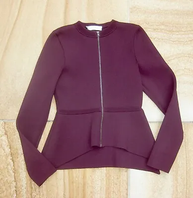$150 • Buy SCANLAN THEODORE Crepe Knit Zip Front Jacket Sz M Dark Violet
