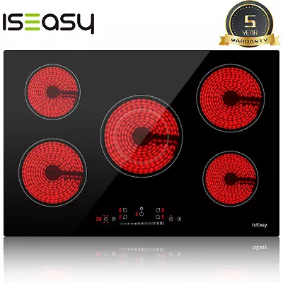 IsEasy 30  Electric Ceramic 5 Burners Glass Cooktop Built-in Stove Touch Control • $172.31
