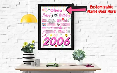 18th Birthday Present For Her Poster Gift+ Personalised Name For Daughter Sister • £4.95