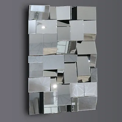 Earthquake All Glass Modern Art Deco Bevelled Wall Mirror Extra Large 120 X 80cm • £225