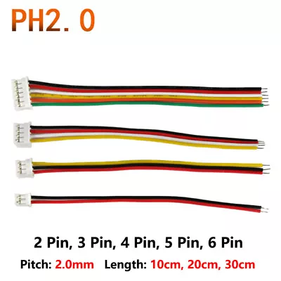 2/3/4/5/6 Pin JST PH 2.0mm Male Connector Plug Terminal Wires Cable 102030CM • $2.89