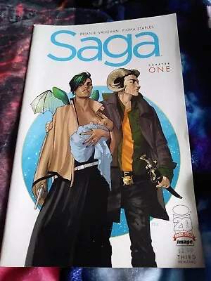 IMAGE Comic- SAGA Issue 1 (3rd Printing) 1ST APPEARANCES!!!! - Rare-Brian K.Vaug • £22.50