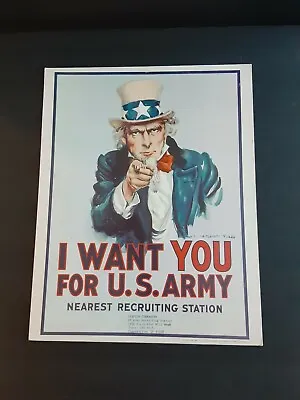  Vintage Uncle Sam's  I Want You For U.S. Army  11x14 Poster Card Stock • $40