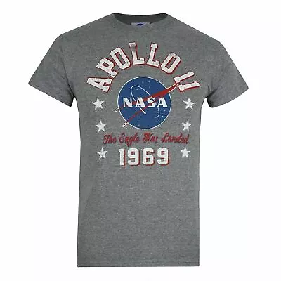 NASA Mens T-Shirt Apollo 11 1969 Grey S-XXL Official • £13.99