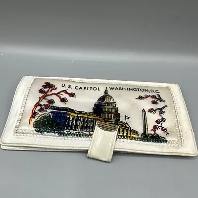 Vintage Souvenir Washington DC US Capitol Vinyl Wallet White Cherry Blossoms • $14.99