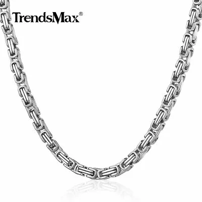 5MM 18-30  Silver Stainless Steel Box Byzantine Chain Necklace Mens Link Jewelry • $11.99