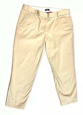 J Crew Womens Capri Pants Sz 10 City Fit Stretch Tan Cropped Zip Up Casual • $10.74