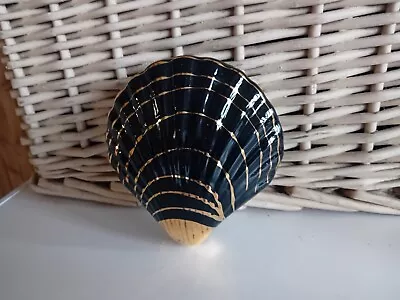 Retro..wall Planter...wall Vase..shell Shaped...black And Gold..country..ceramic • £5.95