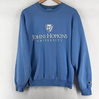 JOHNS HOPKINS Sweatshirt Adult S CHAMPION BLUE JAYS University Baltimore MD Blue • $27.99