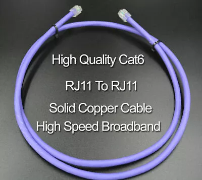 Cat6 BT Infinity 2M  Modem Cable VDSL RJ11 To RJ11 High Speed Broadband Router • £12.99