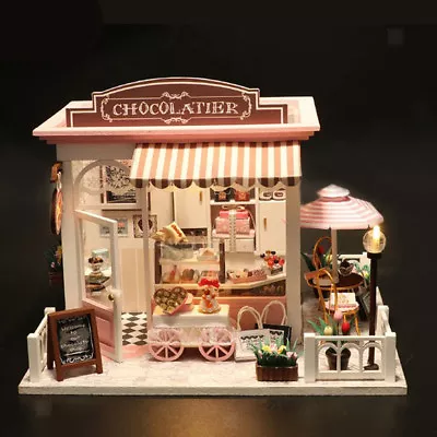 Chocolatier Delicate 1:24 DIY Dollhouse Miniature Wooden Dolls House +LED + Tool • £17.99