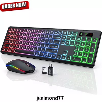 Wireless Keyboard And Mouse BacklitRechargeable & Light Up Keysfor Mac OS / PC • £80.19