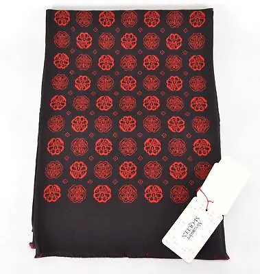 $295.74 • Buy New Alexander McQueen Red Black Floral SEAL LOGO Wool Silk Scarf 624555