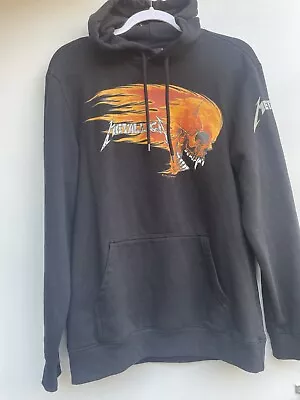 H&M Metallica Heavy Metal Rock Band Flame Sun Death Skull Grunge Hoodie Mens S • $8.75