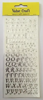 Silver Glitter Alphabet Capital Letter Stickers Sheet Craft Scrapbooking NEW • $2.50
