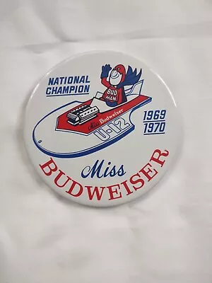 1970 NAT'L CHAMPION MISS BUDWEISER BUD MAN 4  Pinback Hydroplane Boat U-12 • $15.99