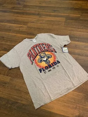 NHL FLORIDA PANTHERS MEN'S VINTAGE TUBULAR T-shirt Gray MEDIUM New '47 • $24.99