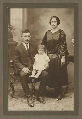 Antique C1900s Large Cabinet Card Beautiful Mother & Father With Adorable Child • $19.99