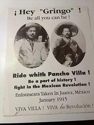 1915 Photo Pancho Villa Recruiting Poster Mexican Revolution Leader • $300