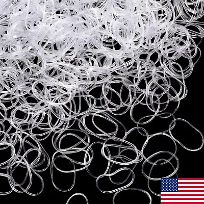 500PCS Mini Clear Rubber Bands Soft Elastic Bands For Kid Hair Braids Hair Acces • $2.69