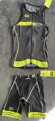 ALÉ MEN Bikelife Italian SHORT / TOP (Med) Triathlon Black / Yellow Fluo • $75