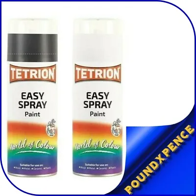 Tetrion Easy Spray Paint Black Or White Gloss Acrylic Primer Wood Metal Ceramic • £9.95