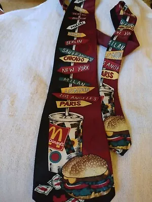 Vintage McDonalds Collection Graphic Tie Mens Black Red 1994 • $9