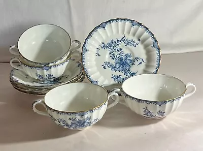 4 Royal Worcester Mansfield Cream Soup Bowls With Liner Plates • $74.80