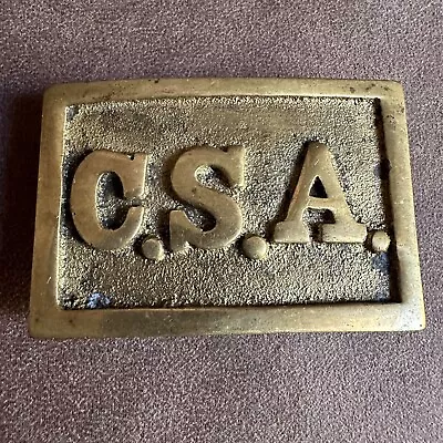 Vintage Csa Confederate States Of America 3 Hook Solid Cast Brass Belt Buckle • $209.17