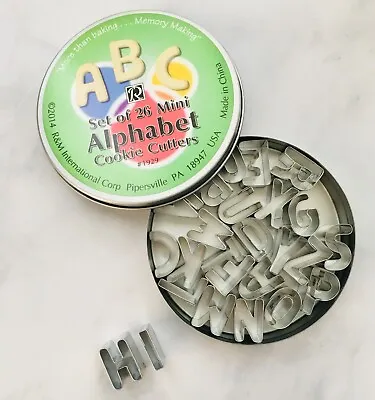 £13.75 • Buy New! R&M Set Of 26 Mini Alphabet Cookie Cutters Included In A Round Metal Tin. 