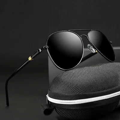 $24.69 • Buy Black Aviator Sunglasses - Military Style Dark Sun Glasses With Gold Metal Frame
