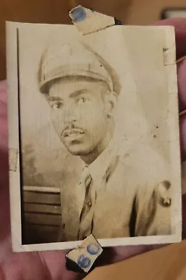 Vtg Photo-WW2 Small Portrait Of Black Soldier- Tuskegee Airman? 1940s • $2.75