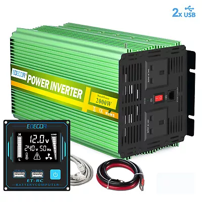£165.99 • Buy Power Inverter 2000W 4000W 12V To 240V LCD UK Plugs Car Converter EDECOA Camper