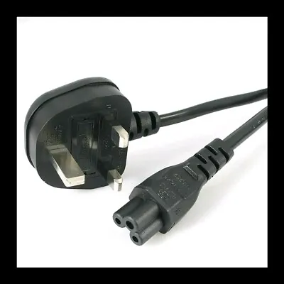 Laptop Power Cable Clover Leaf Lead Fused Wire Cord 3 Pin Mains UK Plug • £5