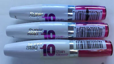 LOT OF 3 Maybelline New York Superstay 10 Hour Stain Gloss #110 Fresh Fuchsia • $21