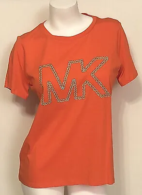 Nwt Michael Kors Zinnia Crew Neck Chain Mk Logo T-shirt Size Medium Msrp $78.00 • $45