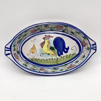 Vietri Italy GALLETTO ROOSTER Casserole Serving Dish Oval Bowl Hand Painted 11'' • $27.50