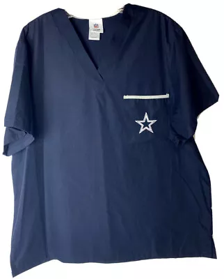 NFL Team Apparel Mens Size L Large (fits XL)Navy Scrub Top Cotton/Poly Blend EUC • $25