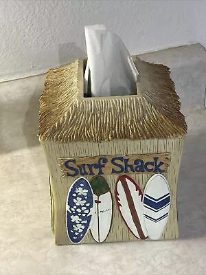 Dean Miller Surf Shack Tissue Box Holder Cover Tiki Hut Board Beach Ocean Hawian • $24.99