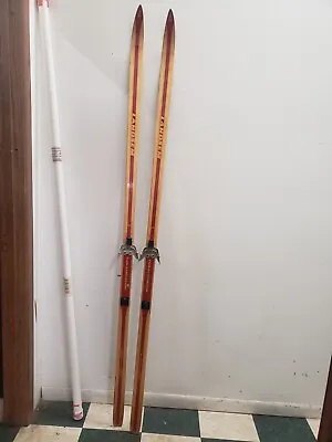 OLD VINTAGE Wooden  Snow Skis Red Finish LANDSEM Tur-langrenn • $79